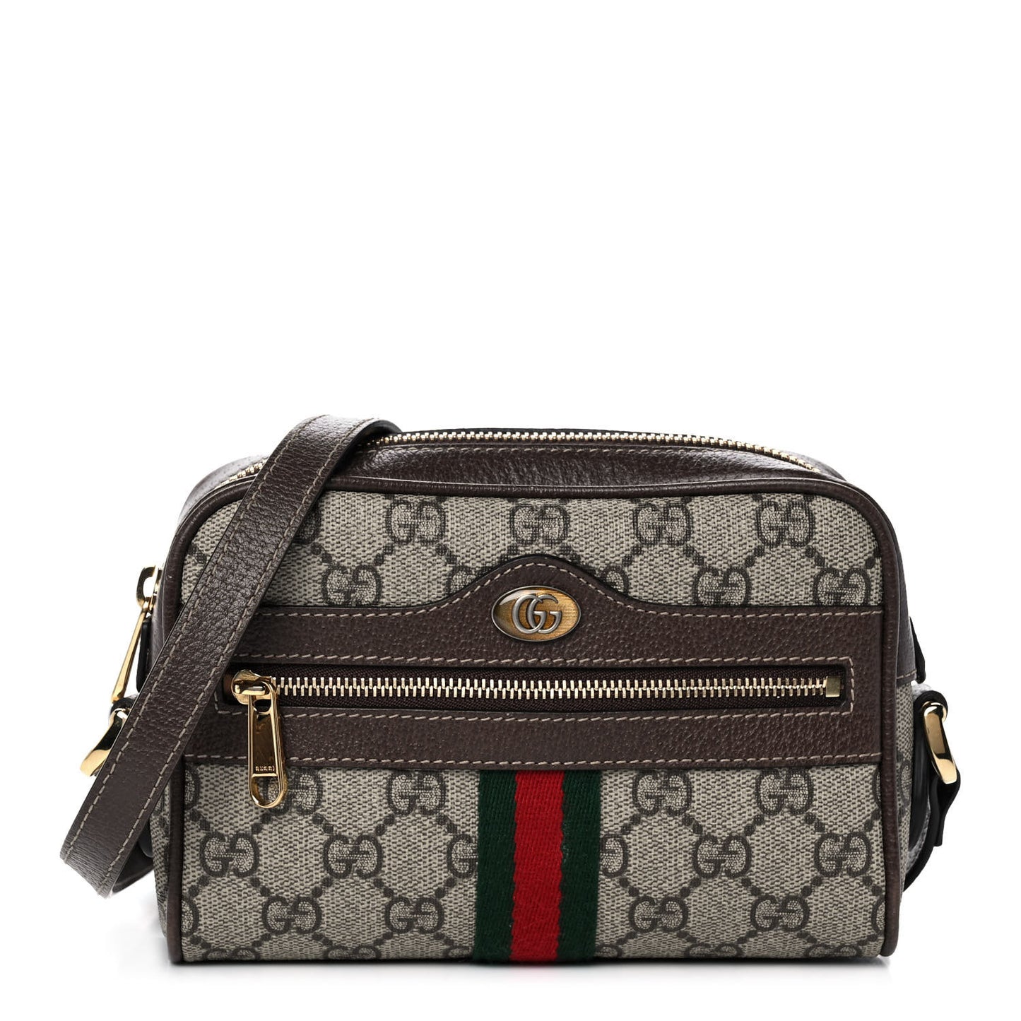 GG Supreme Monogram Web Mini Ophidia Shoulder Bag Brown