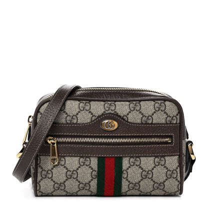 Gucci GG Supreme Monogram Web Mini Ophidia Shoulder Bag Brown 1 of 14
