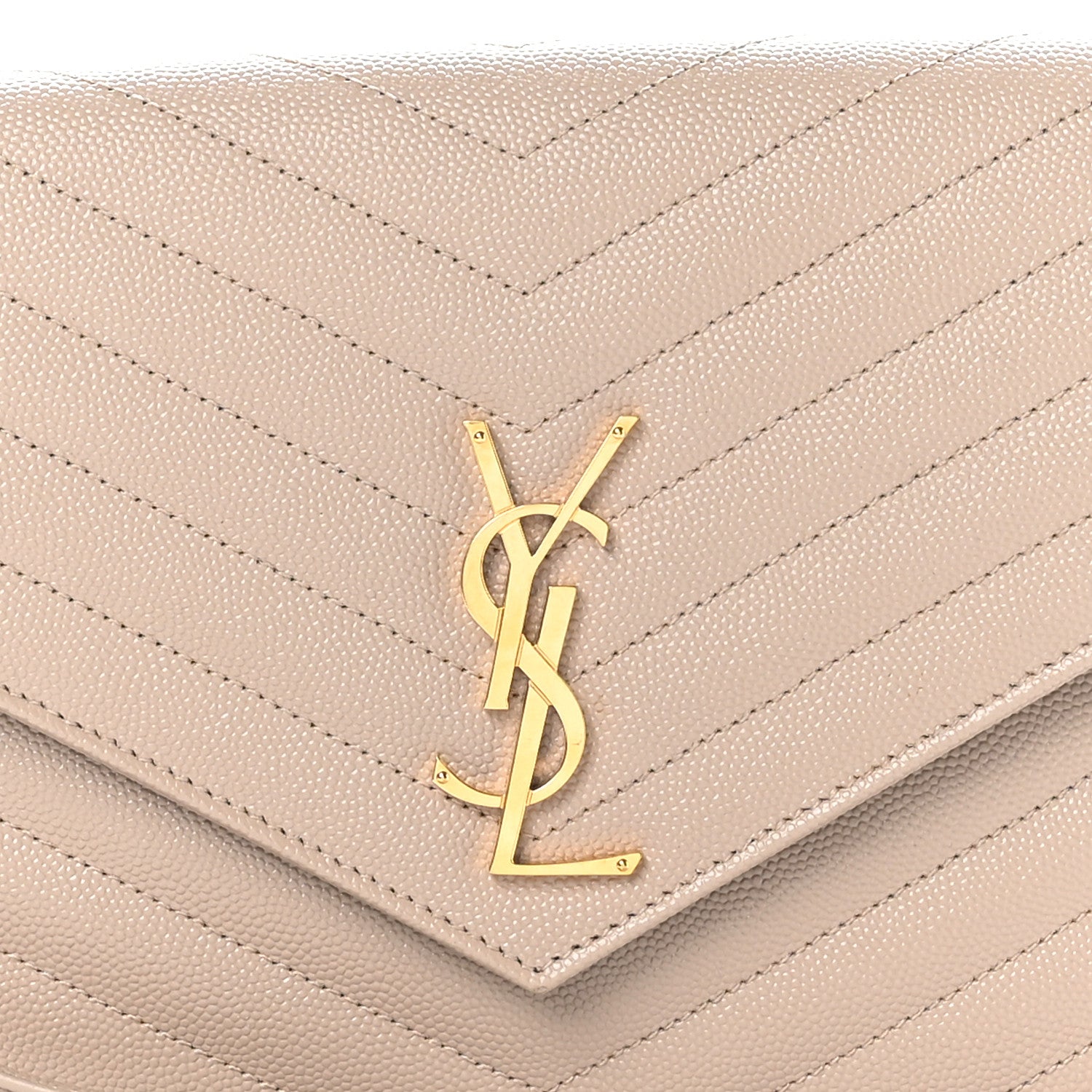 Saint Laurent Grain De Poudre Matelasse Chevron Monogram Envelope Clutch Dark Beige 8 of 8