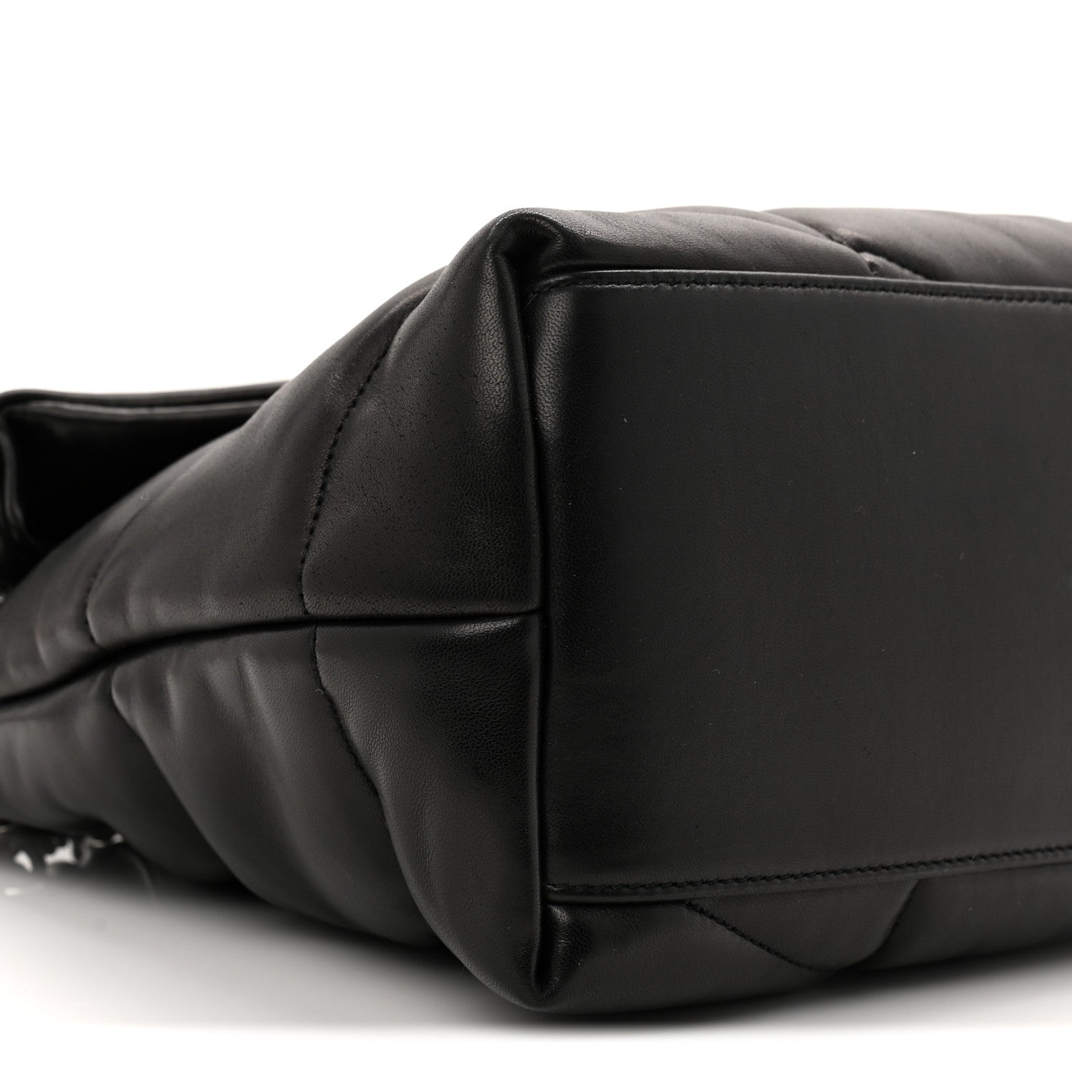 Saint Laurent Lambskin Quilted Medium Loulou Puffer Monogram Chain Satchel Black 9 of 10
