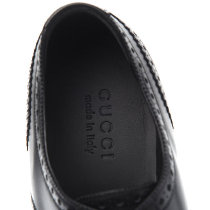 Gucci Calfskin Bee Embroidered Mens Queercore Brogue Derby Shoes 9 Black 7 of 9