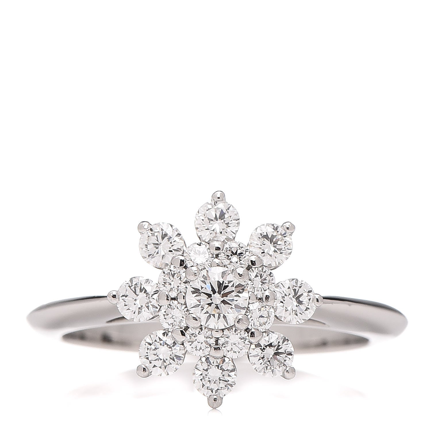 Tiffany Platinum Diamond Flower Ring 51 5.75 1 of 6