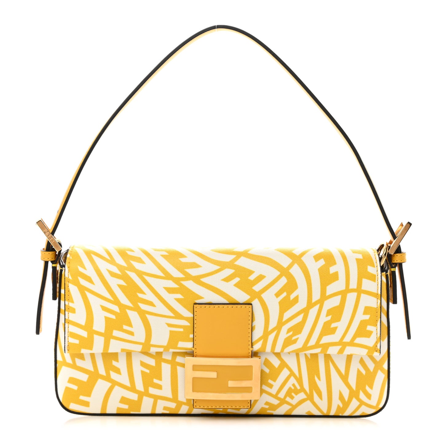 X SARAH COLEMAN Glazed Canvas Vitello King FF Vertigo Baguette 1997 Mimosa White