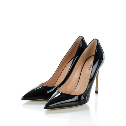 Valentino Garavani Patent Rockstud New Plain 100mm Pumps 38 Black 3 of 7