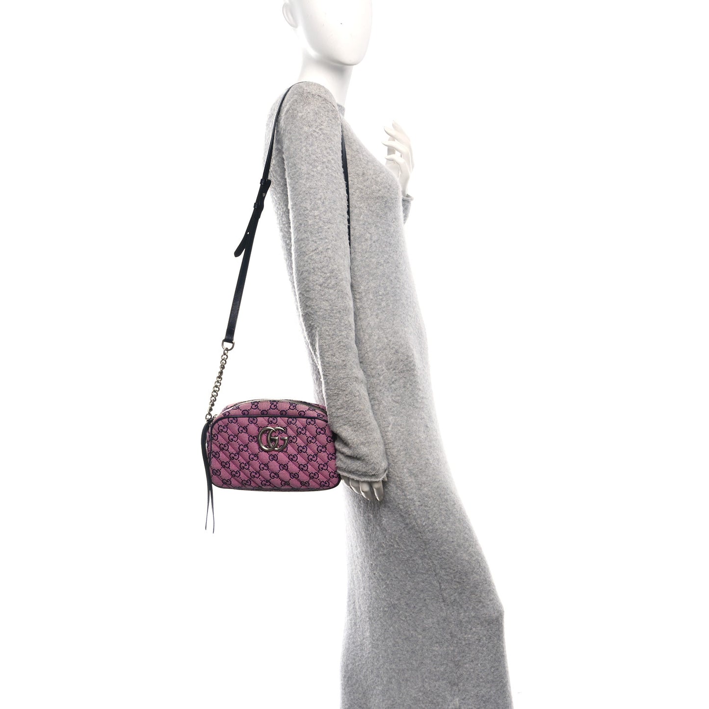 Monogram Multicolor Matelasse Diagonal Small GG Marmont Chain Shoulder Bag Pink Blue