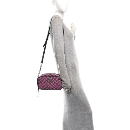 Gucci Monogram Multicolor Matelasse Diagonal Small GG Marmont Chain Shoulder Bag Pink Blue 2 of 10
