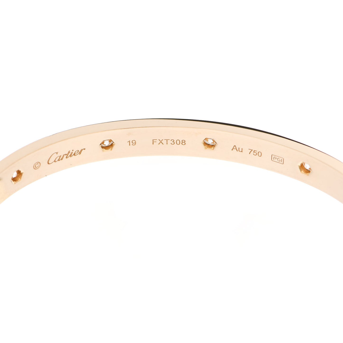 18K Yellow Gold 10 Diamond LOVE Bracelet 19
