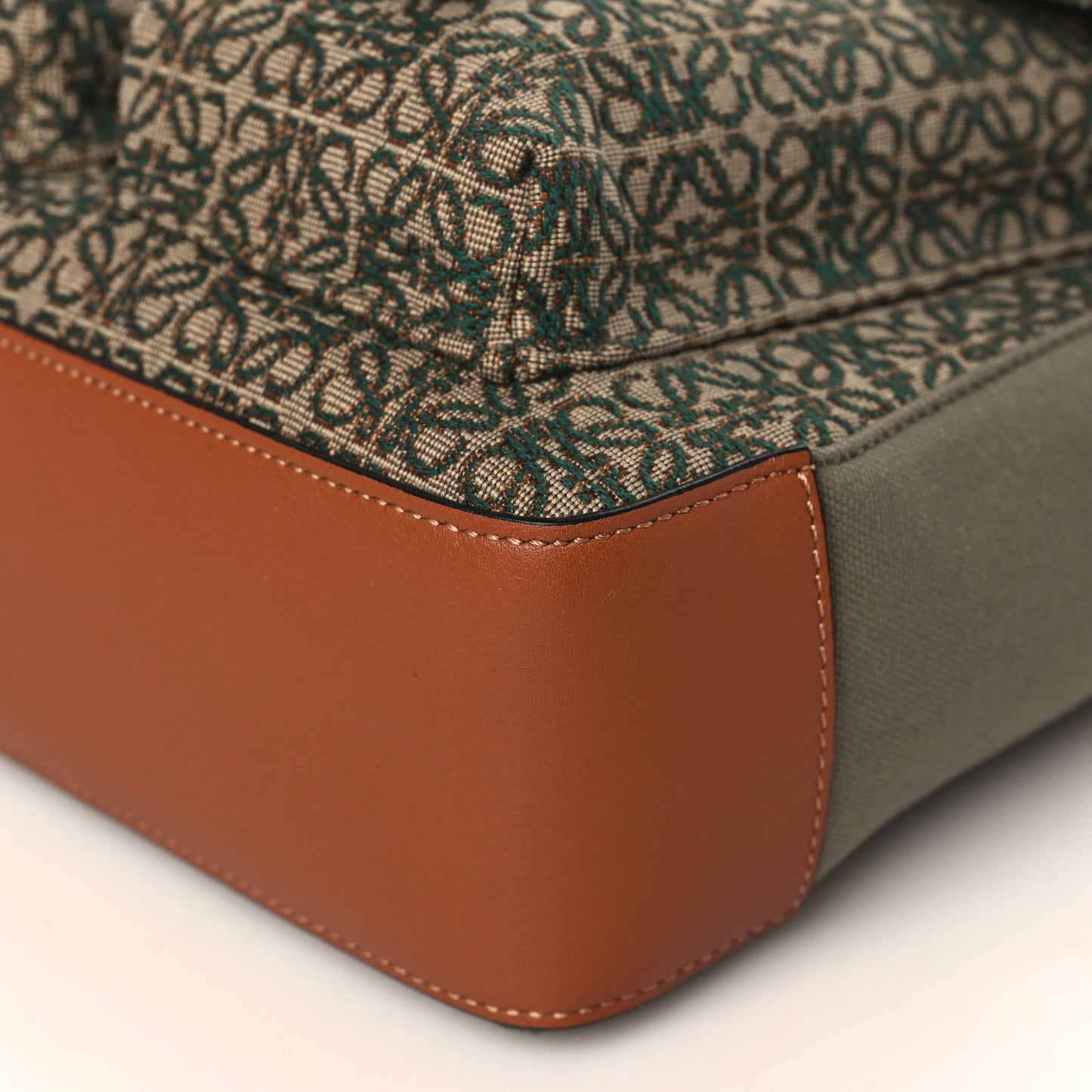 Jacquard Anagram Calfskin Military Satchel Khaki Green Tan