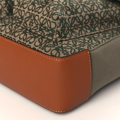 Loewe Jacquard Anagram Calfskin Military Satchel Khaki Green Tan 8 of 8