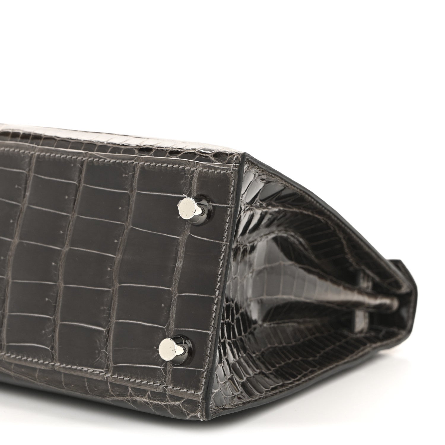 Hermes Shiny Niloticus Crocodile Kelly Sellier 25 Graphite 12 of 14