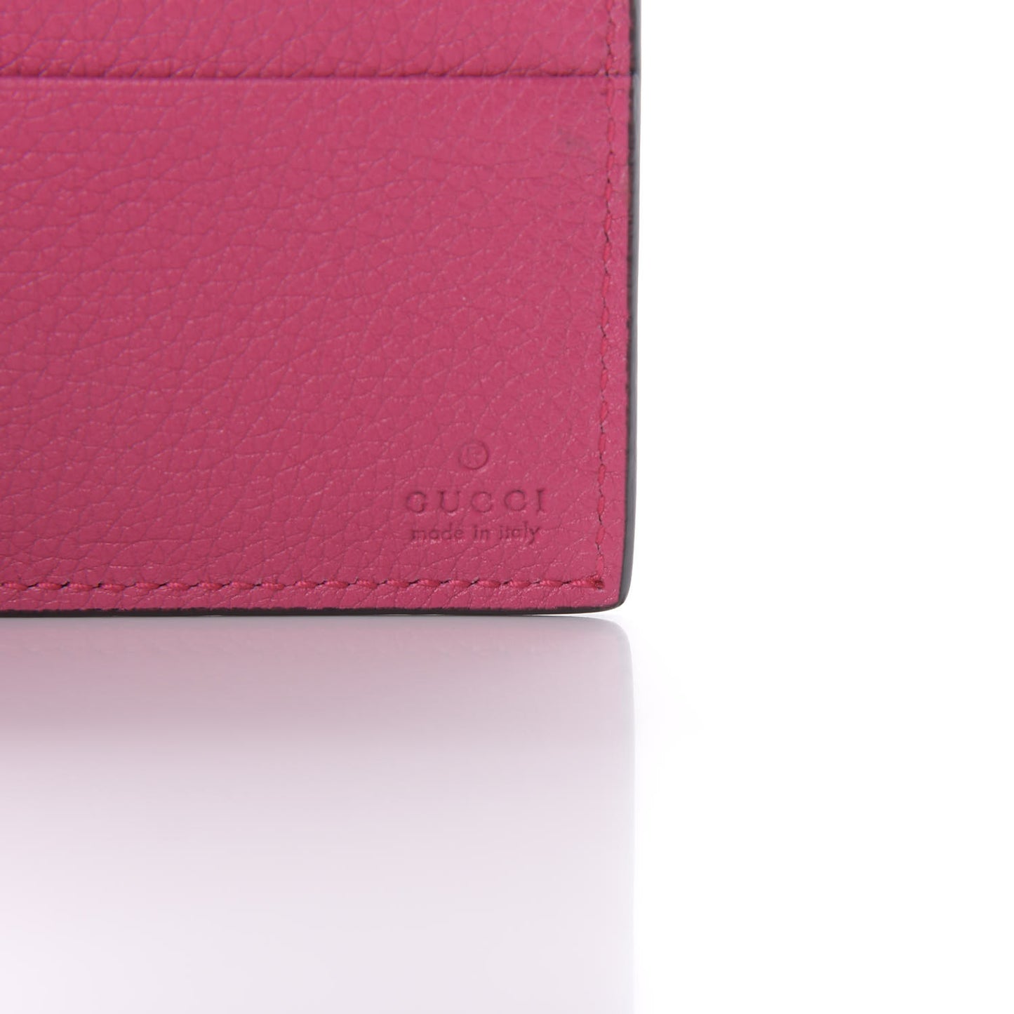 Grained Calfskin Logo Bi-Fold Wallet Box Pink Green