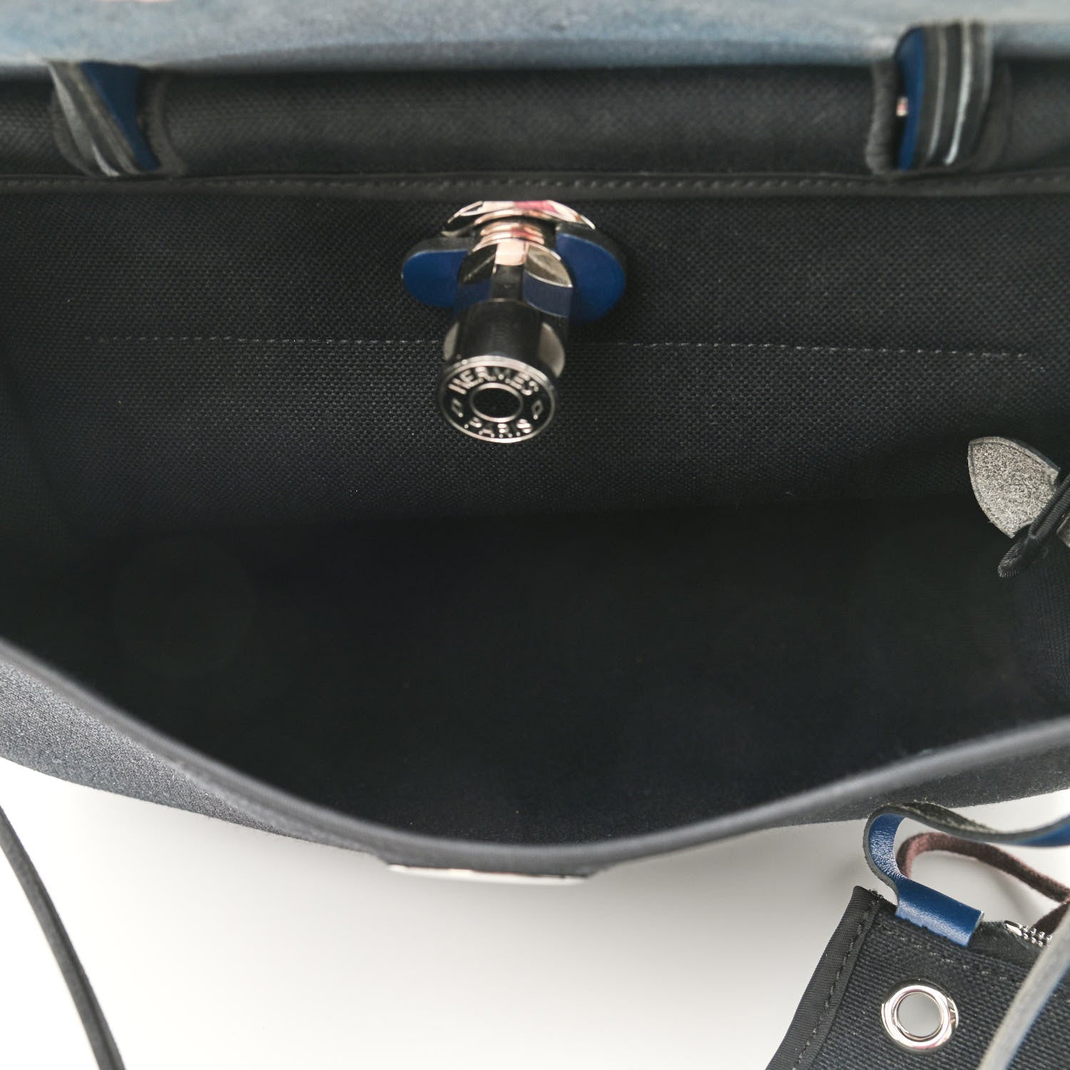 Hermes Vache Hunter Toile Herbag Zip 31 PM Bleu Saphir Black 5 of 10