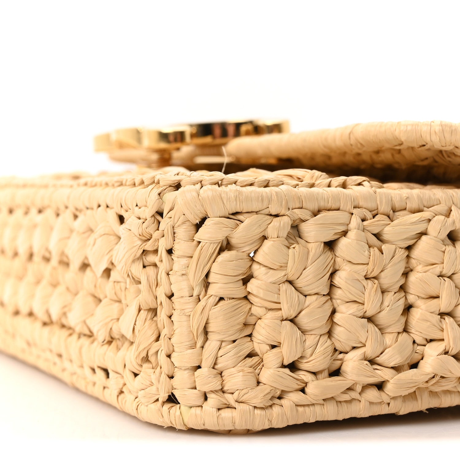 Celine Raffia Effect Claude Chain Shoulder Bag Natural 9 of 10