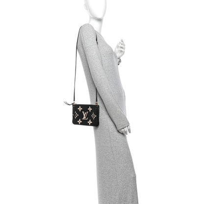 Louis Vuitton Empreinte Monogram Giant Double Zip Pochette Black Cream 2 of 10