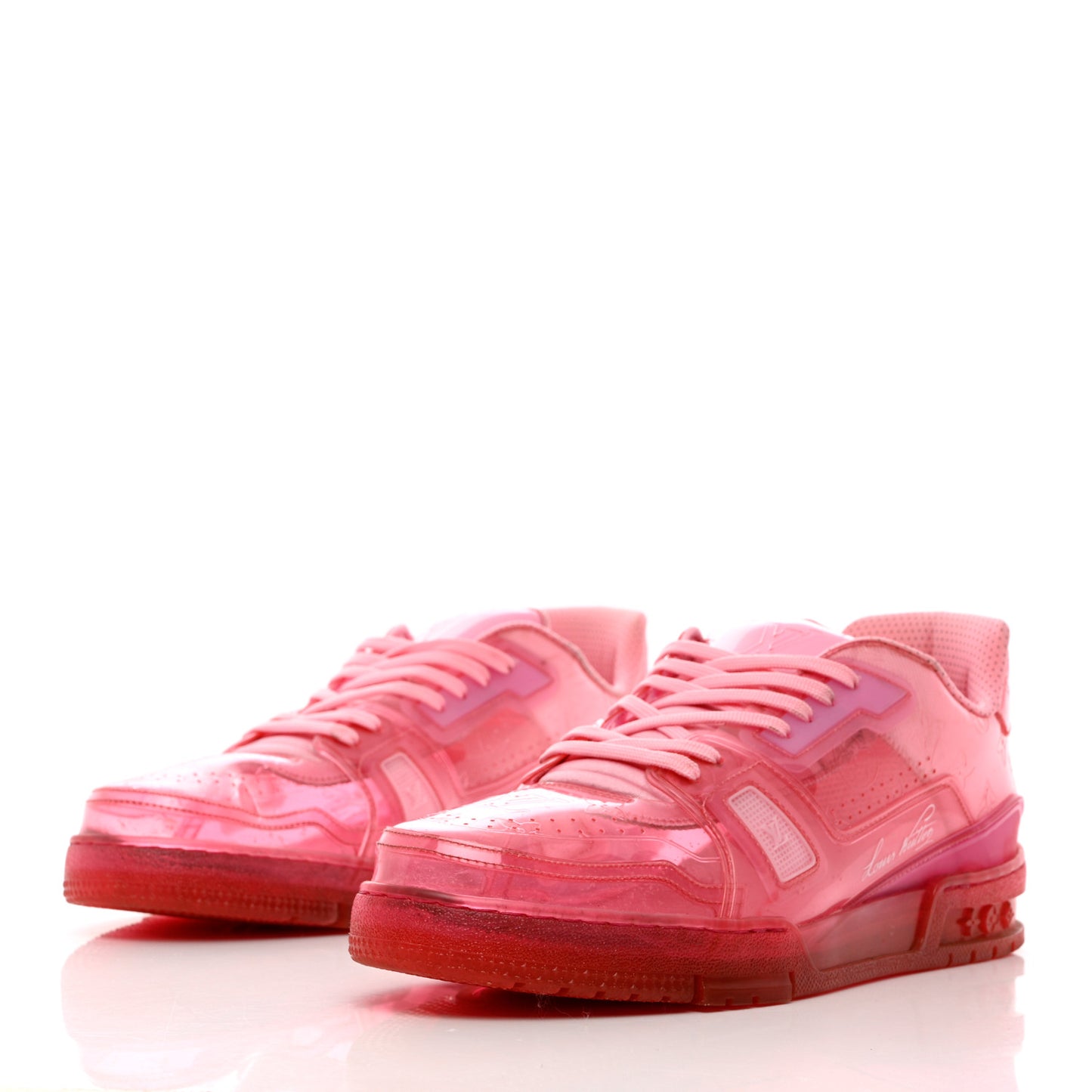 Mix Materials Transparent Monogram Mens LV Trainer Sneakers 11 Pink