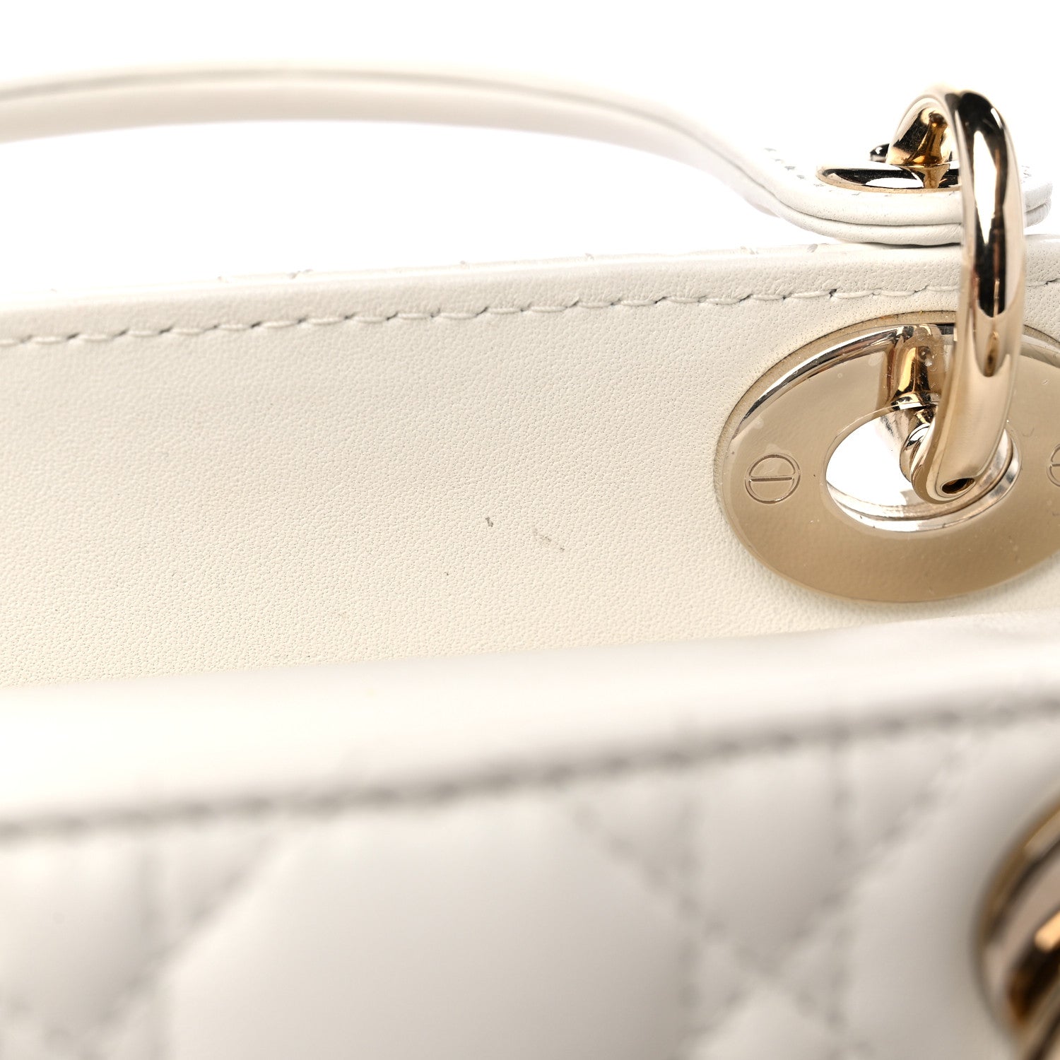 Christian Dior Lambskin Cannage Small My ABCDior Lady Dior White 9 of 10