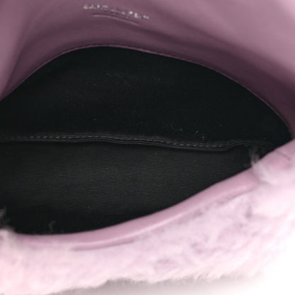 Saint Laurent Shearling Quilted Monogram Loulou Puffer Pouch Clutch Lilac 5 of 8