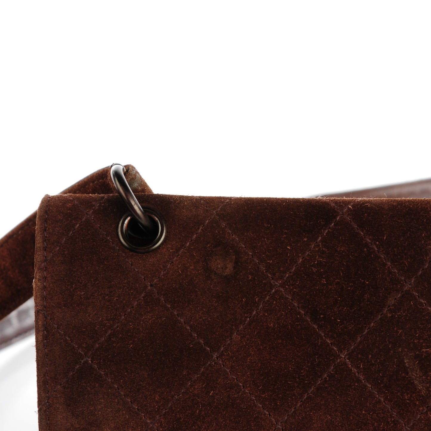 Suede Quilted Flap Bag Brown