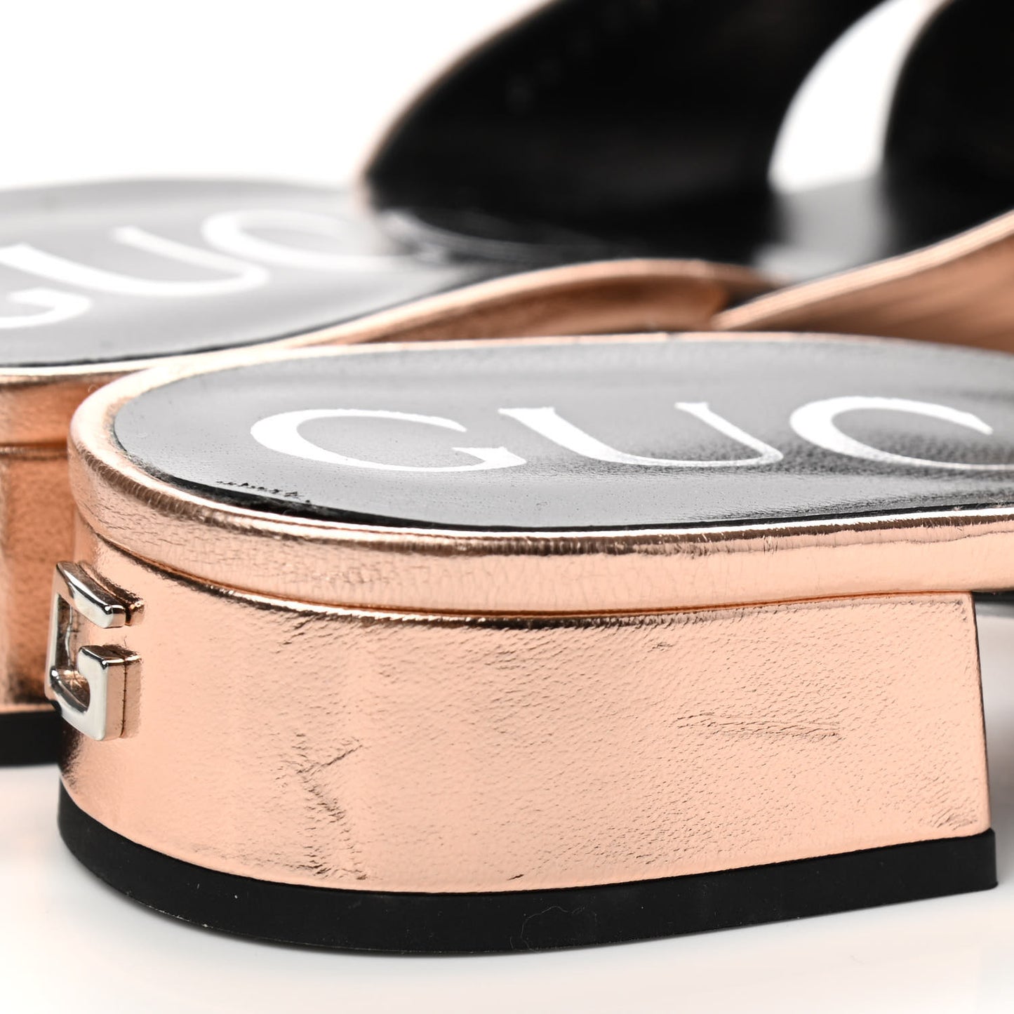 Metallic Nappa Crossover Flat Slide Sandals 37 Rose Gold