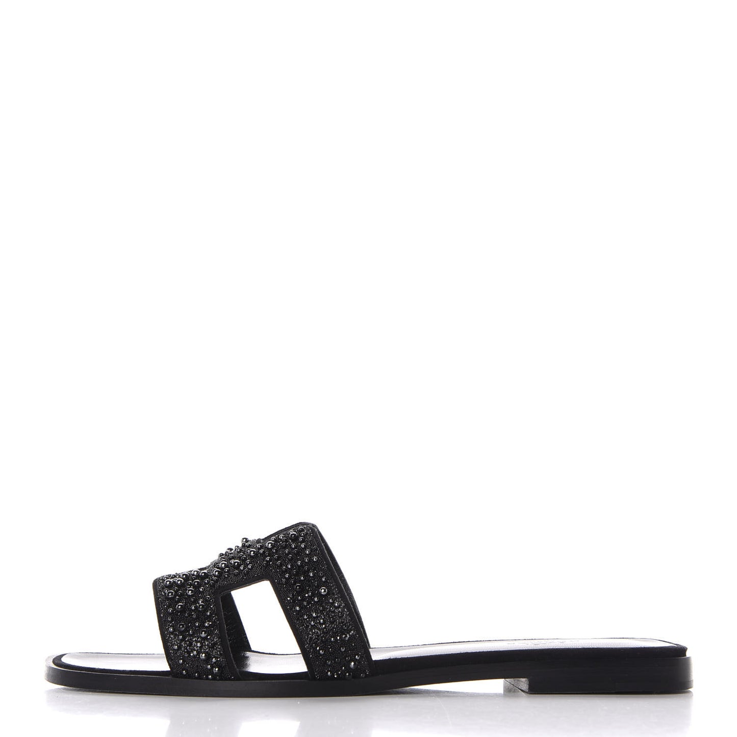 Goatskin Crystal Oran Sandals 39.5 Black