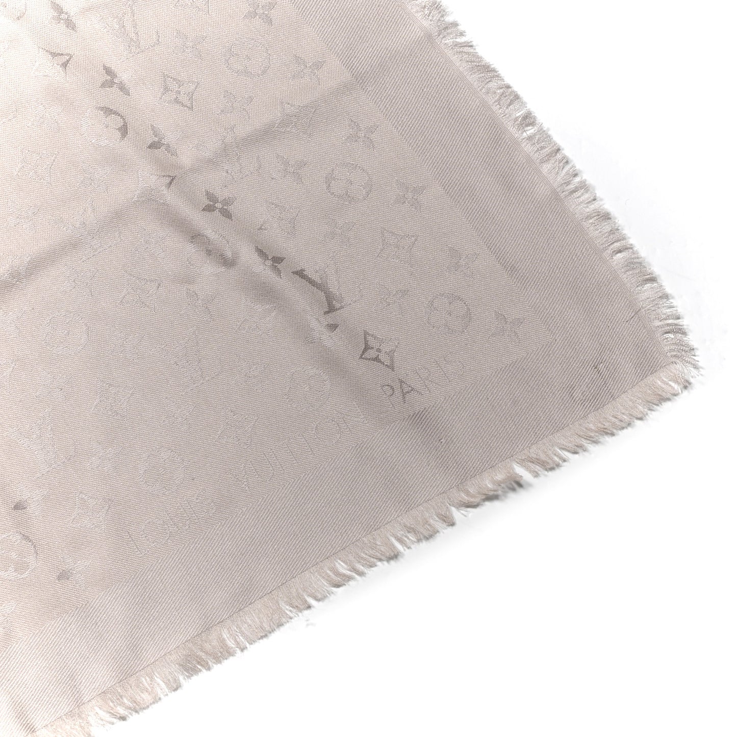 Silk Wool Monogram Shawl Greige