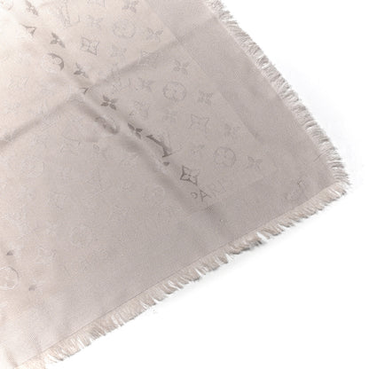 Louis Vuitton Silk Wool Monogram Shawl Greige 2 of 5