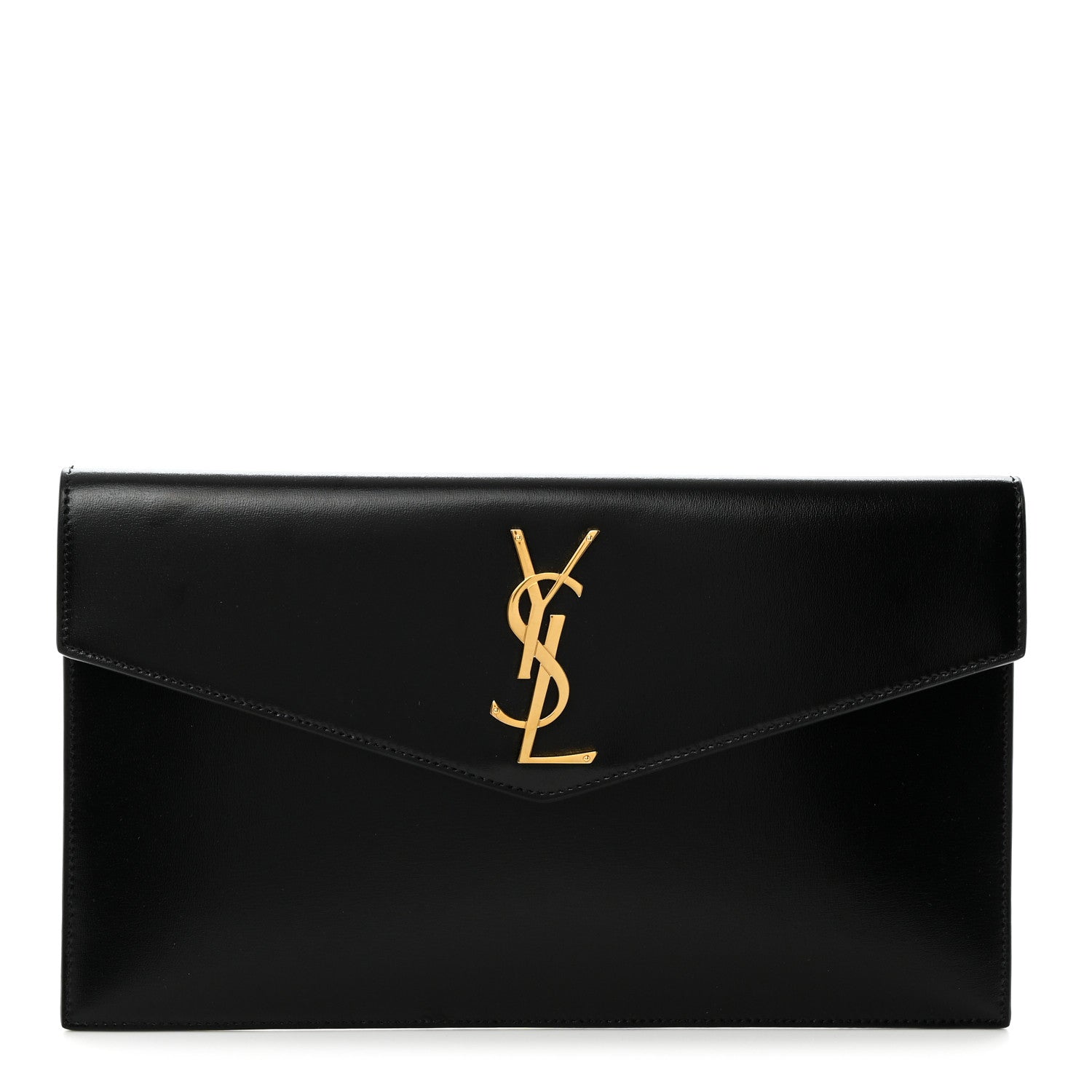 Saint Laurent Smooth Shiny Calfskin Monogram Uptown Pouch Black 1 of 7