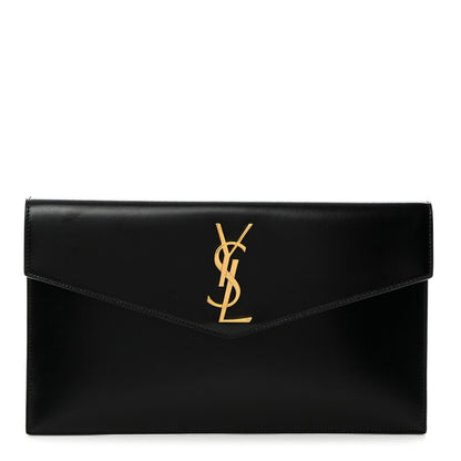 Saint Laurent Smooth Shiny Calfskin Monogram Uptown Pouch Black 1 of 7