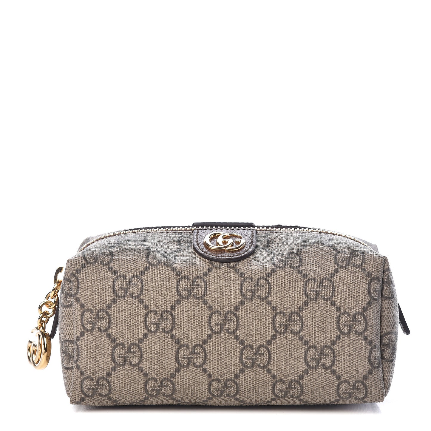 Soft GG Supreme Monogram Calfskin Small Ophidia Cosmetic Case Beige Ebony New Acero