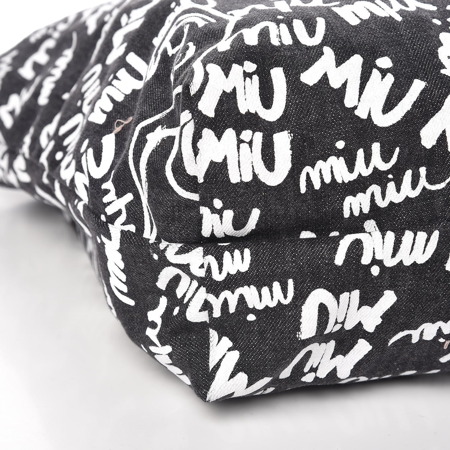 Denim Print Shopping Tote Black