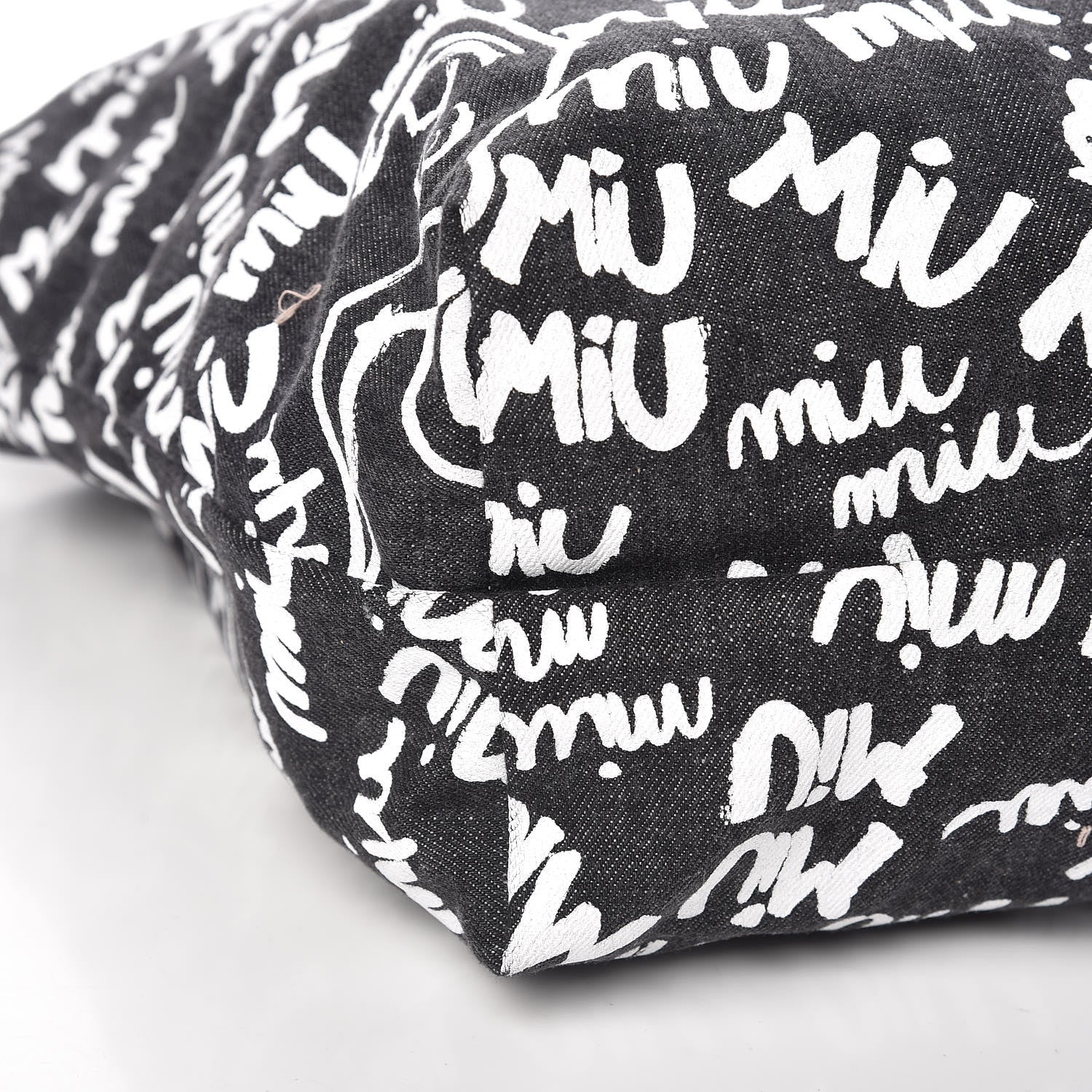 Miu Miu Denim Print Shopping Tote Black 10 of 11