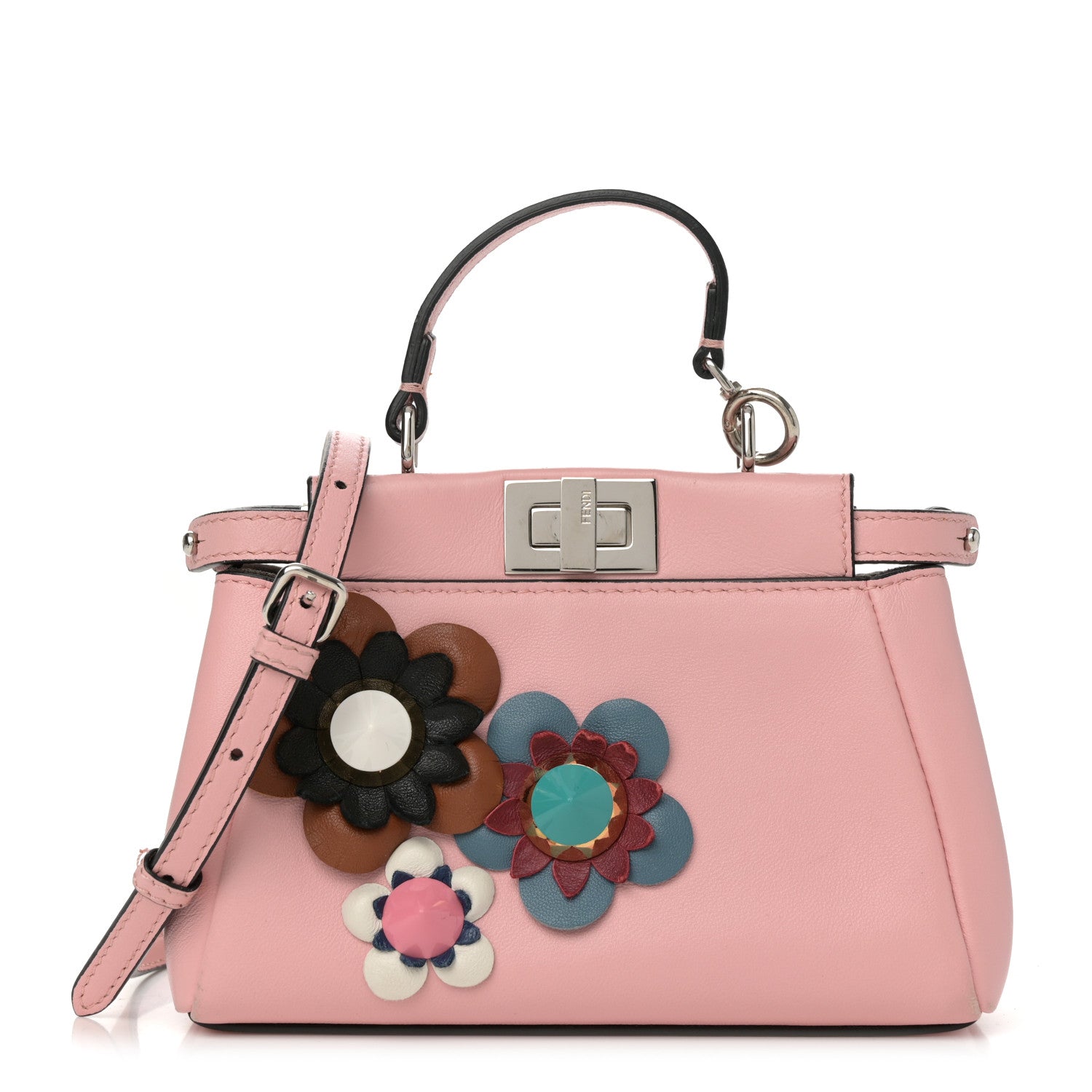 Fendi Nappa Flowerland Micro Peekaboo Iconic Satchel Bubblegum Multicolor 1 of 11