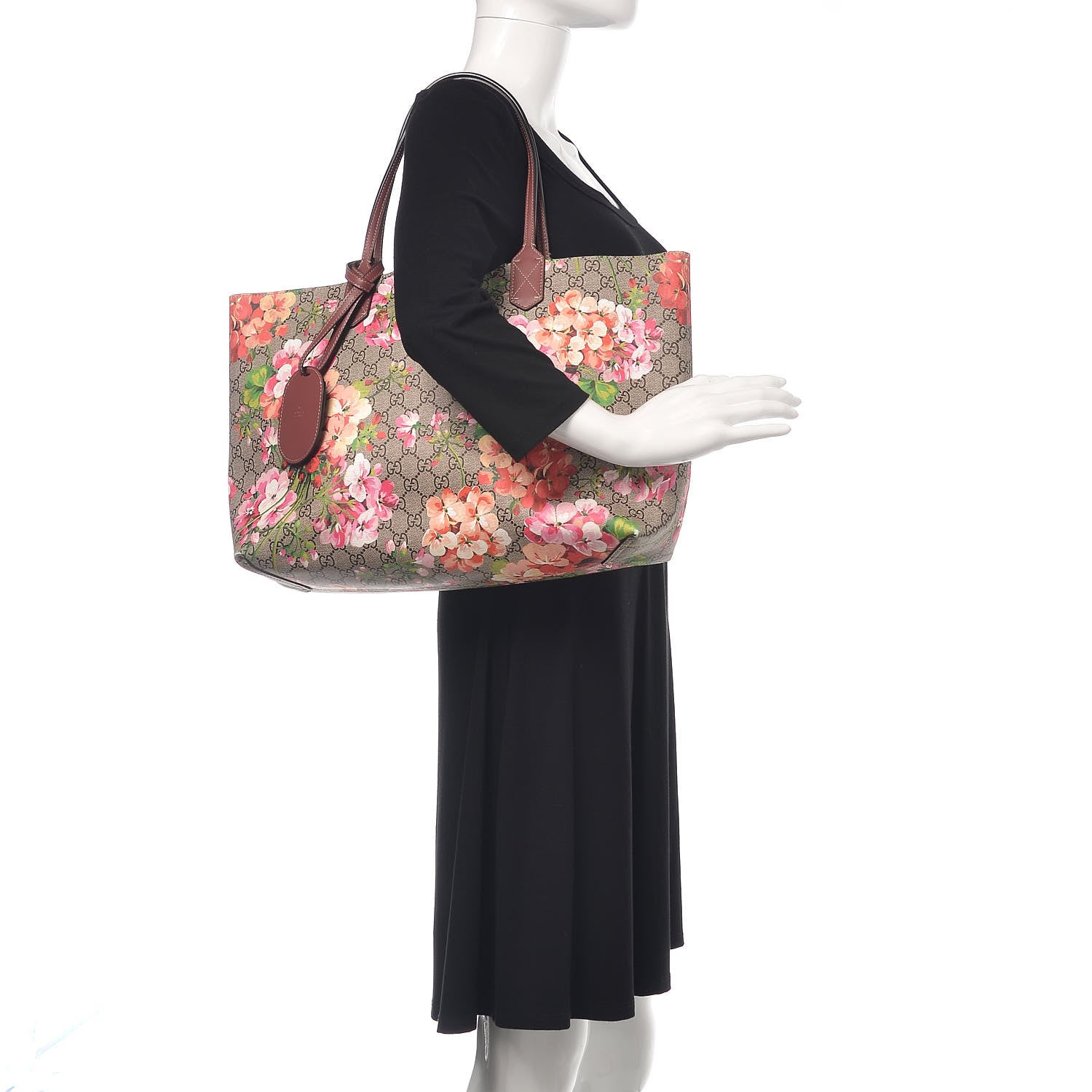 Gucci GG Supreme Monogram Blooms Medium Reversible Tote Beige Multicolor Dry Rose 2 of 12