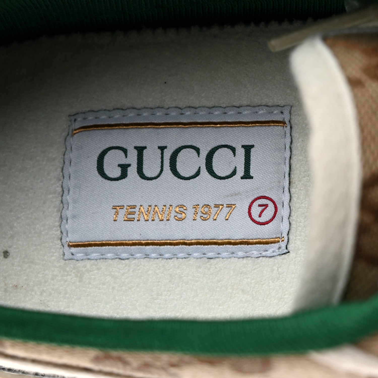 Gucci GG Monogram Web Mens 1977 Tennis Sneakers 7 Beige Ebony Mystic White 6 of 8