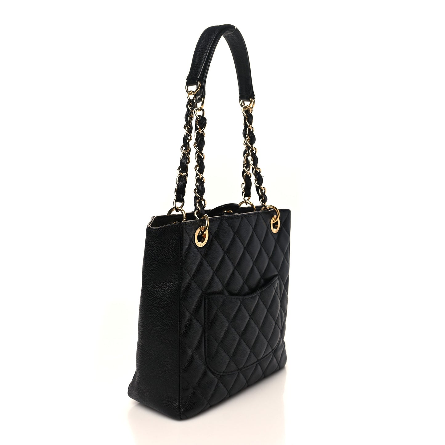 Caviar Quilted Petit Shopping Tote PST Black