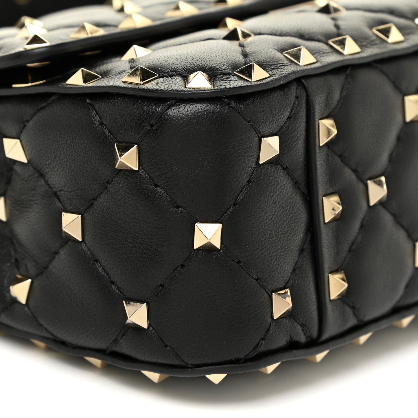 Lambskin Small Rockstud Spike Shoulder Bag Black