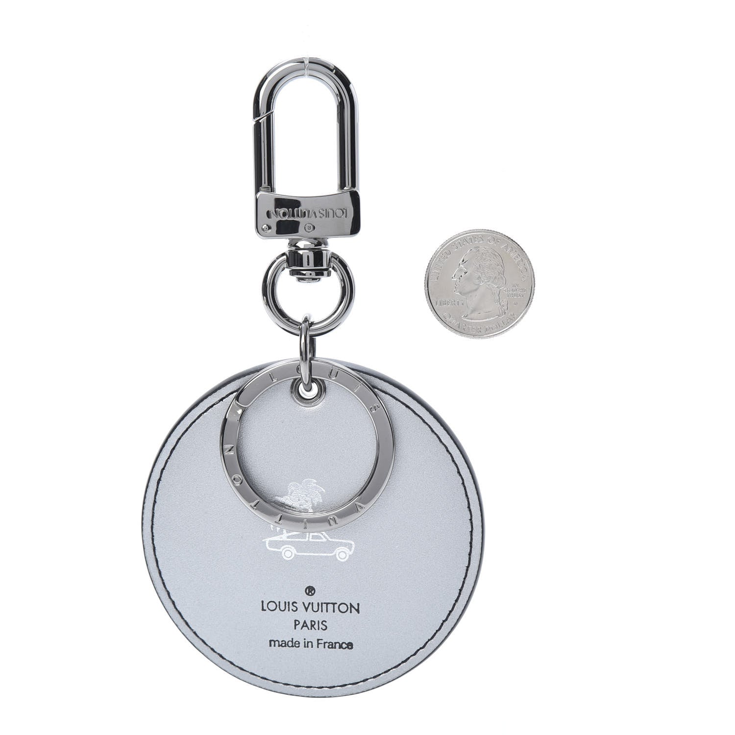 Louis Vuitton Metallic Monogram LV Bag Charm Key Holder Silver 2 of 4