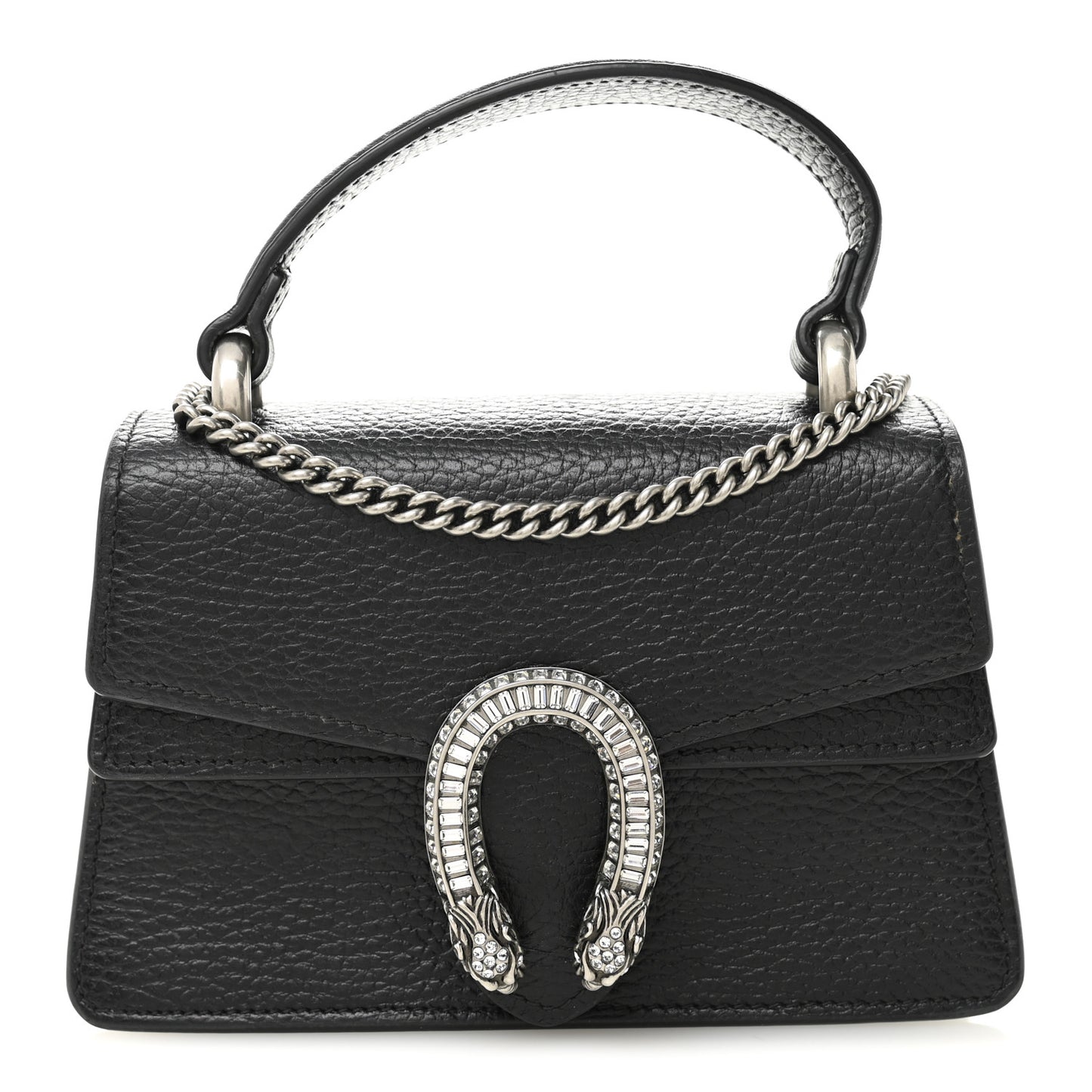 Dollar Calfskin Crystal Mini Dionysus Top Handle Bag Black Crystal