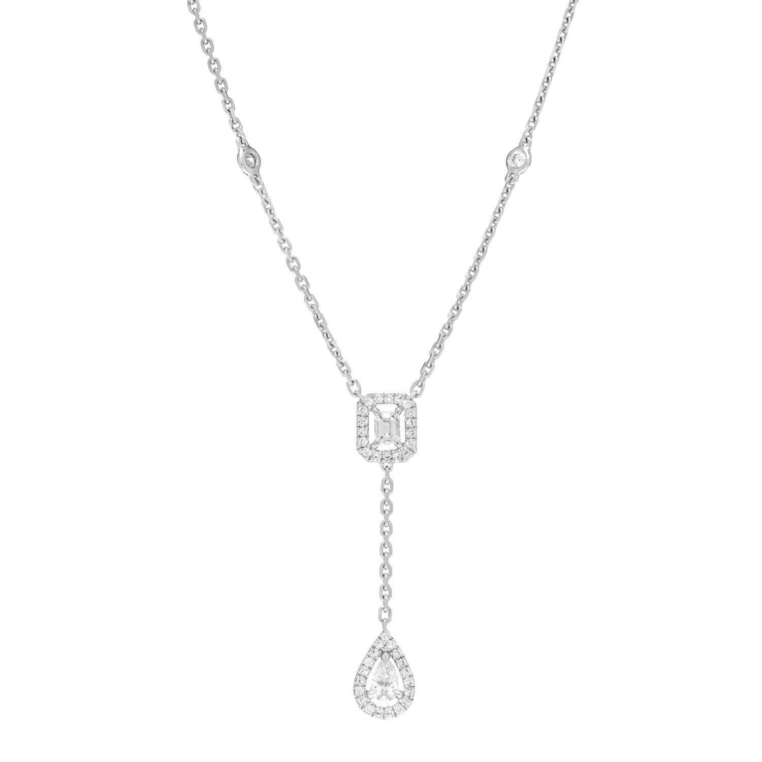 Messika 18K White Gold Diamond My Twin Tie Necklace 5 of 6