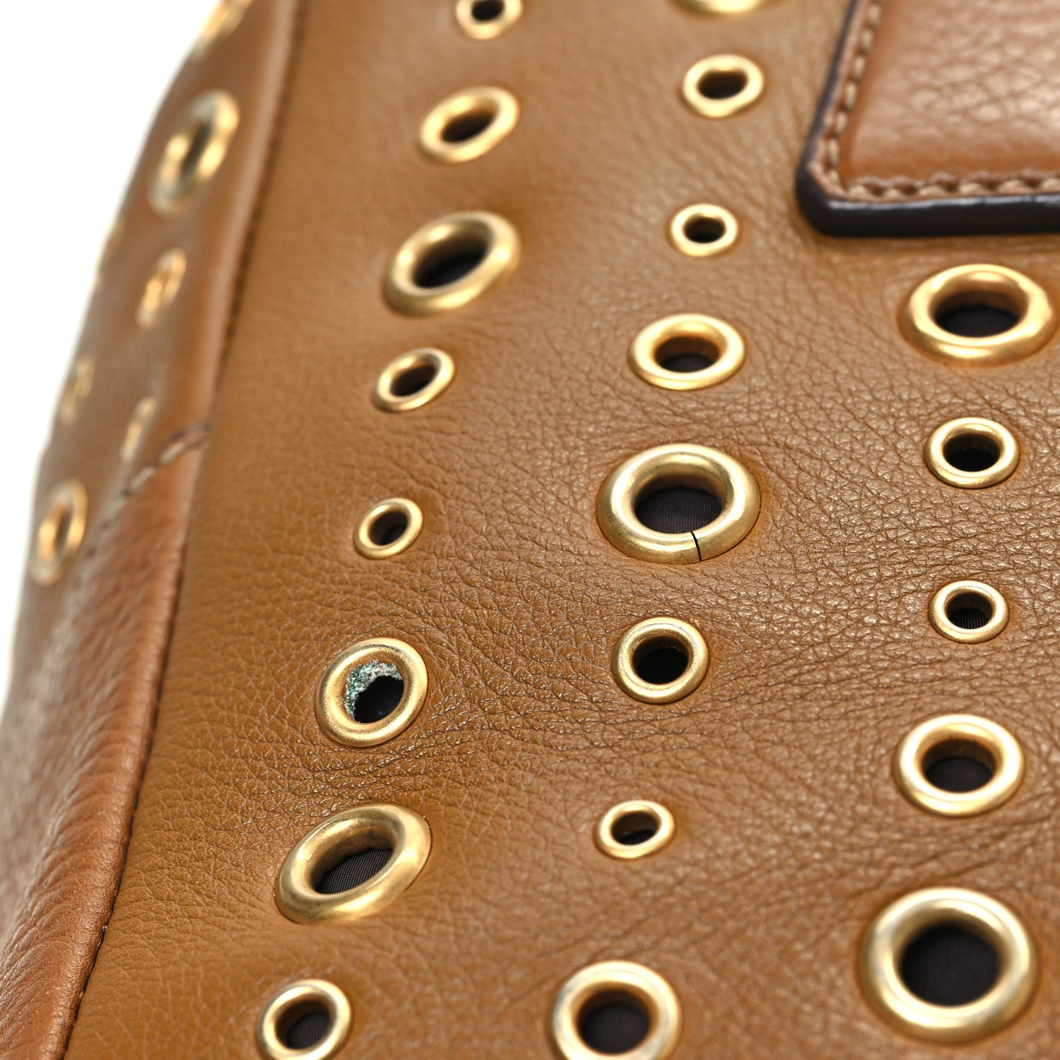 Prada Vitello Daino Grommet Satchel Bruciato 10 of 12