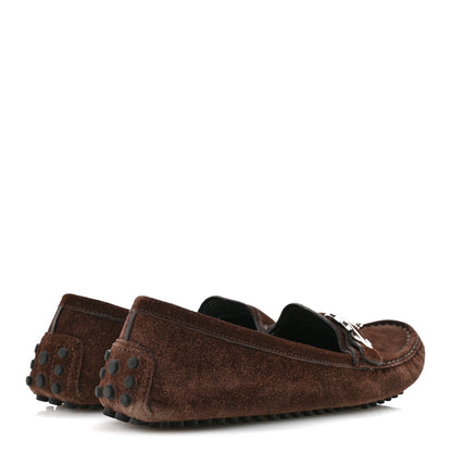 Gucci Suede GG Buckle Driver Loafers 38.5 Brown 5 of 9