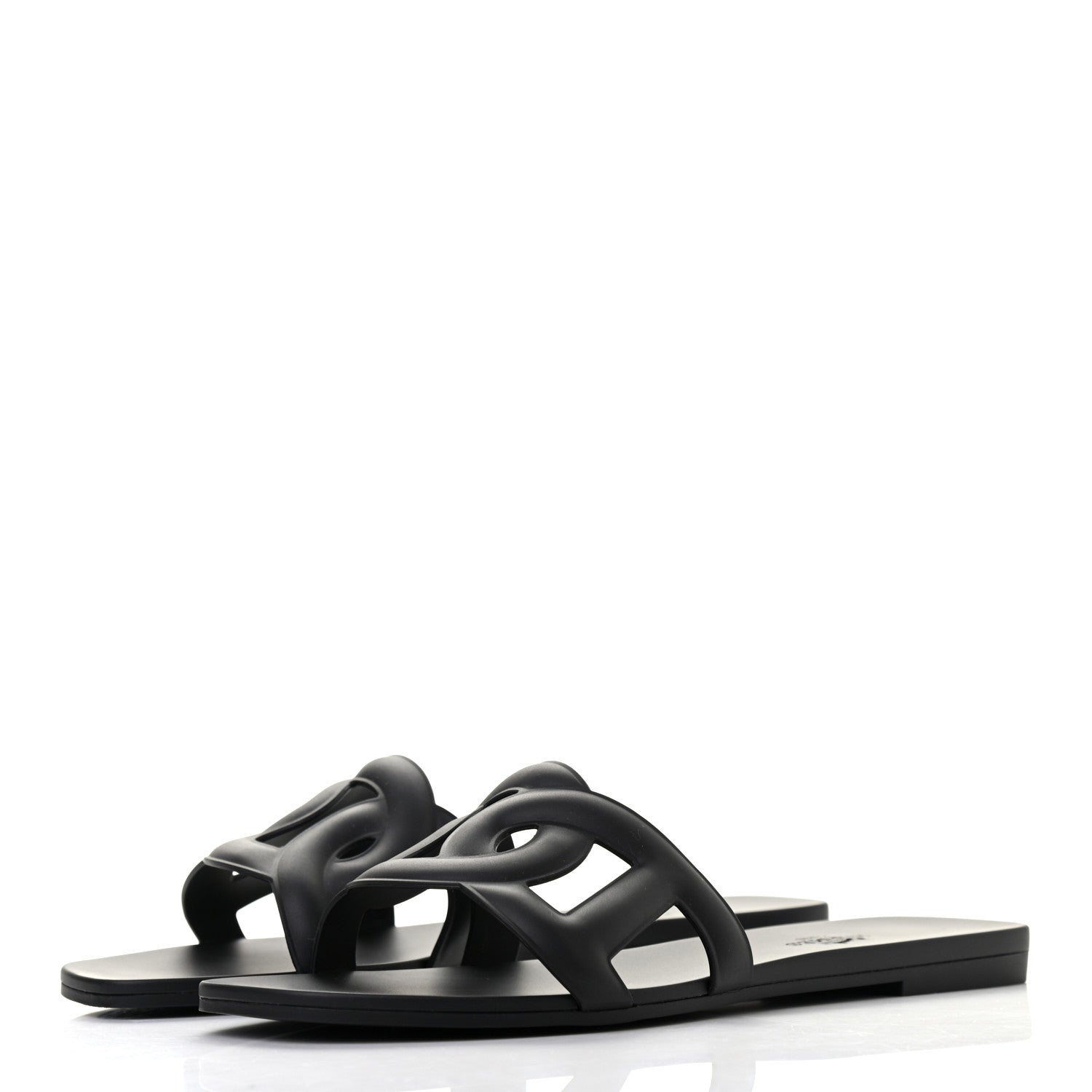 Hermes Rubber Aloha Sandals 37 Black 3 of 8