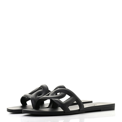 Hermes Rubber Aloha Sandals 37 Black 3 of 8