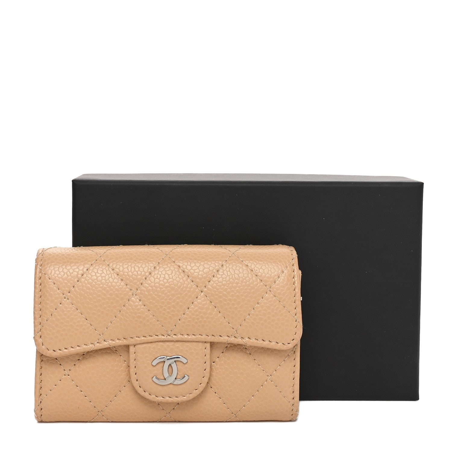 Chanel Caviar Quilted Flap Card Holder Wallet Beige 9 of 9