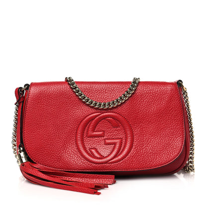 Gucci Pebbled Calfskin Medium Soho Flap Crossbody Vibrant Red 1 of 16