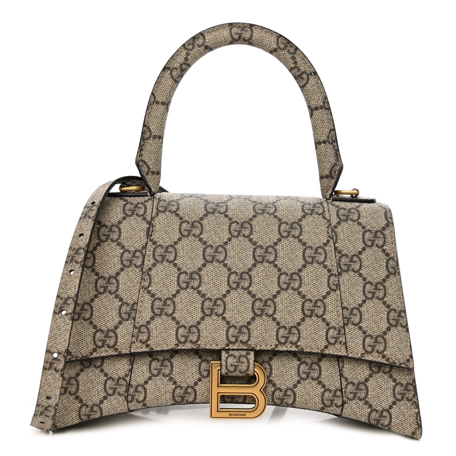 Balenciaga X GUCCI GG Supreme Monogram Small Hourglass Top Handle Bag Beige Ebony 1 of 9