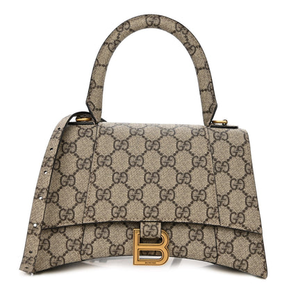 Balenciaga X GUCCI GG Supreme Monogram Small Hourglass Top Handle Bag Beige Ebony 1 of 9