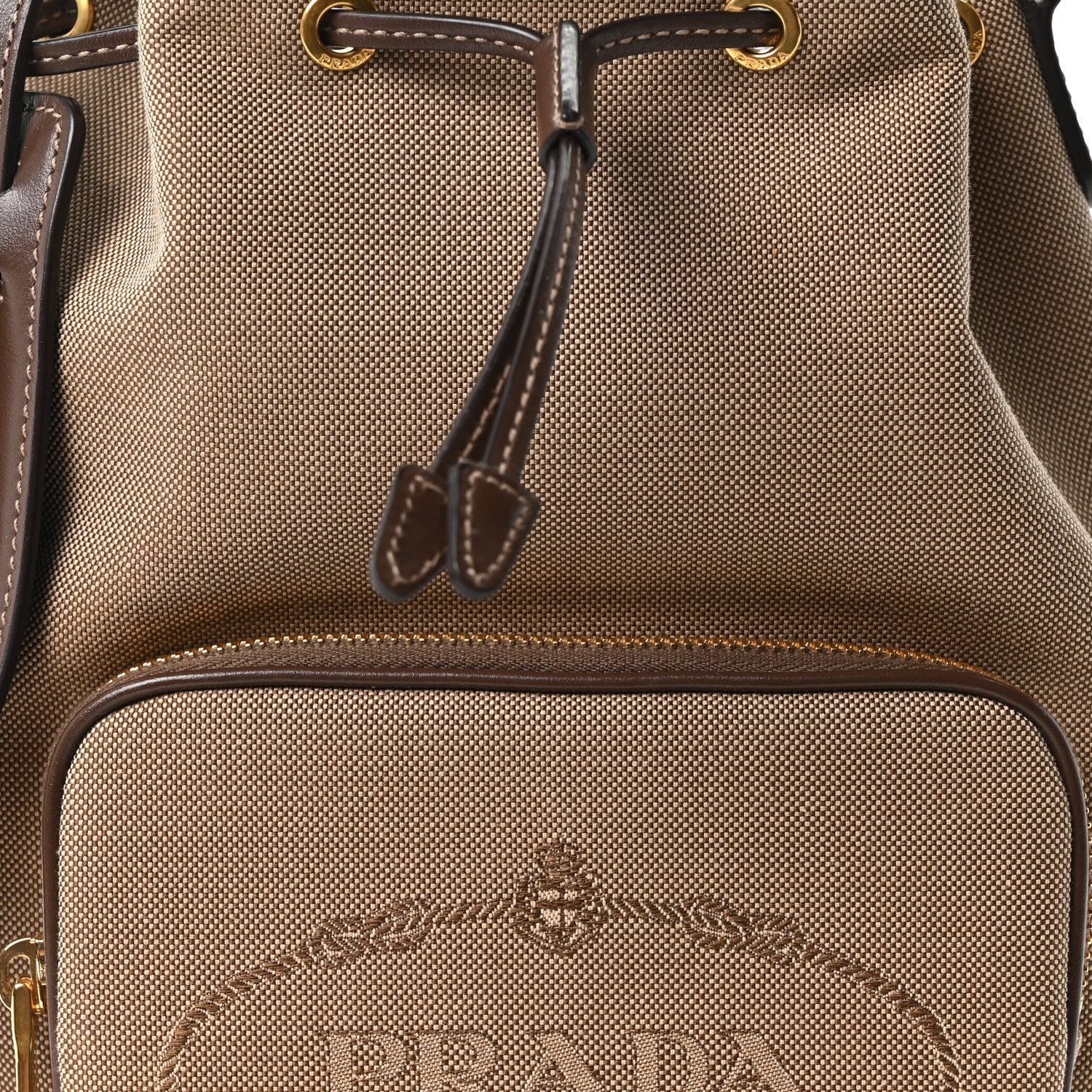 Prada Jacquard Logo Mini Bucket Crossbody Bag Corda Bruciato 8 of 10