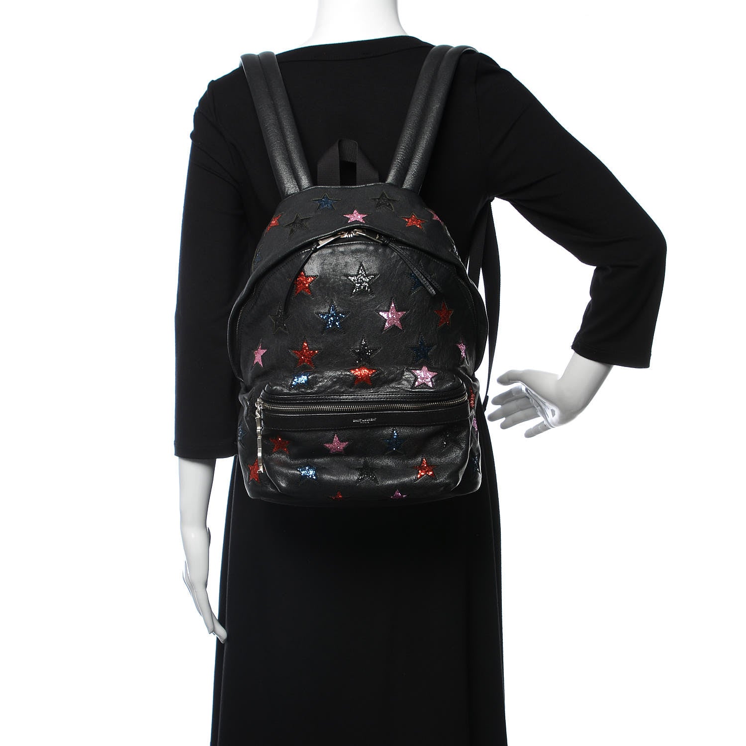 Saint Laurent Lambskin Star Applique Mini City California Backpack Black 2 of 30