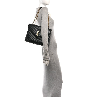 Saint Laurent Calfskin Y Quilted Monogram Medium Loulou Chain Satchel Black 2 of 11